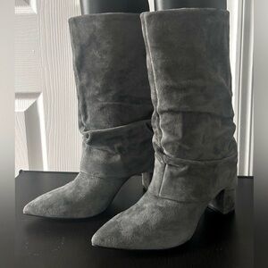 NIB Nine West FRANCIS Gray Suede Mid Calf Slouch Boots
